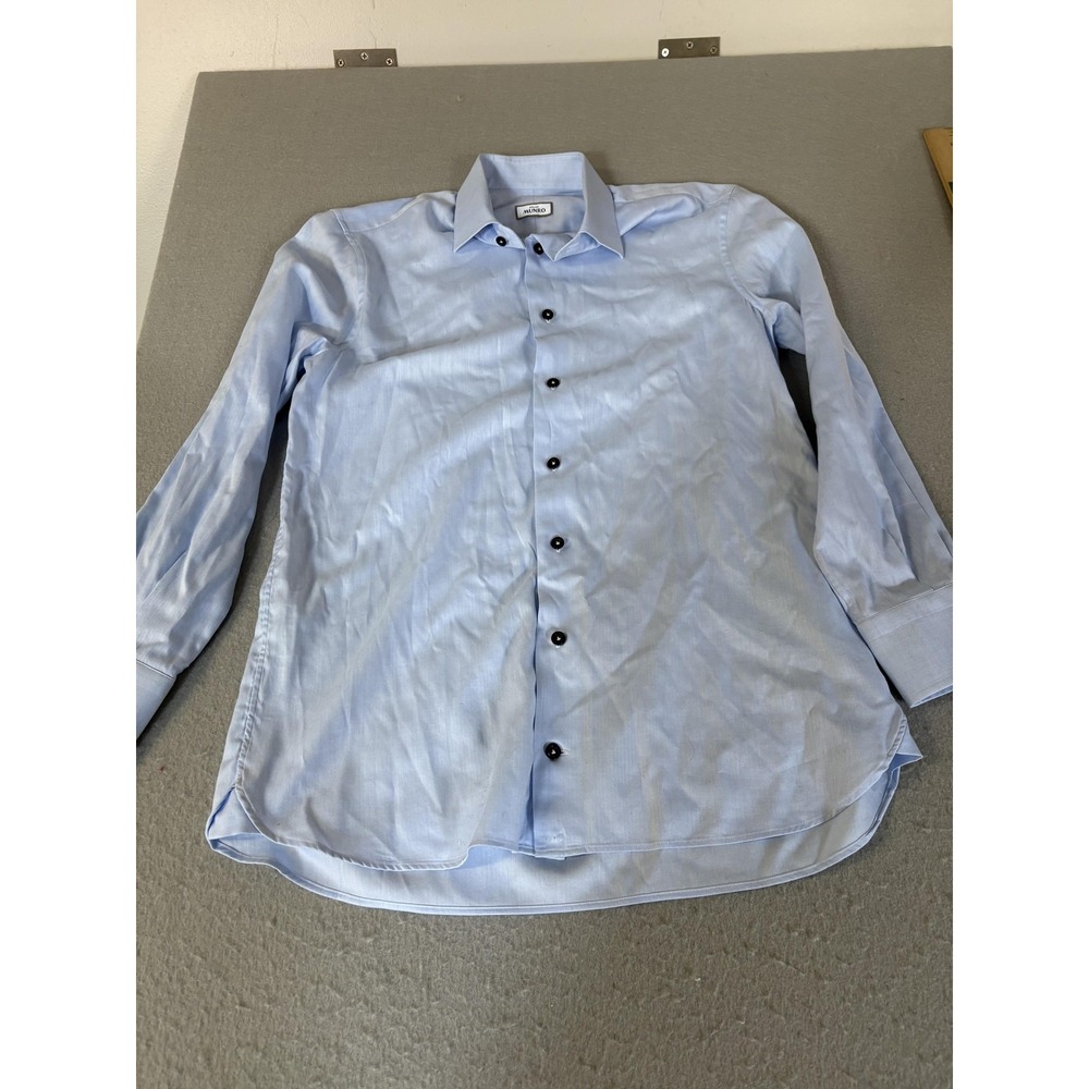 Atelier Munro Shirt Mens‎ Medium Light Blue Button Front Long Sleeve Slim Fit